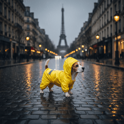 Chien manteau - avec capuche K-WAY léger - au royaume des chiens