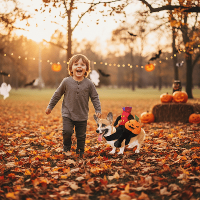 Costume pour chien - Cavalier Tête de Citrouille - au royaume des chiens