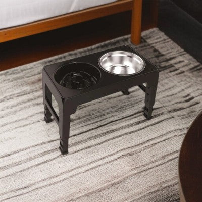 Gamelle chien surélevée - support réglable avec double bol en acier inoxydable