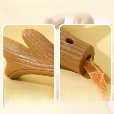 Jouet-pour-chien-indestructible-forme-d'os-en-bois-demonstration-cachette