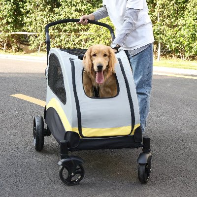 Poussette pour chien - portable pliable 4 roues pour grands chiens - au royaume des chiens