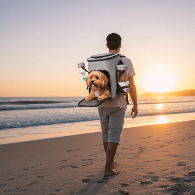 Sac à dos pour chien - voyage avec eau et nourriture - au royaume des chiens