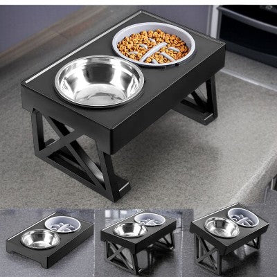 Support-gamelle-pour-chien-ajustable-hauteur-demonstration-ajuster