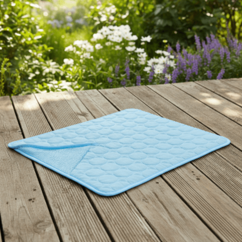 Tapis rafraîchissant chien - couverture en soie glacée été bleu