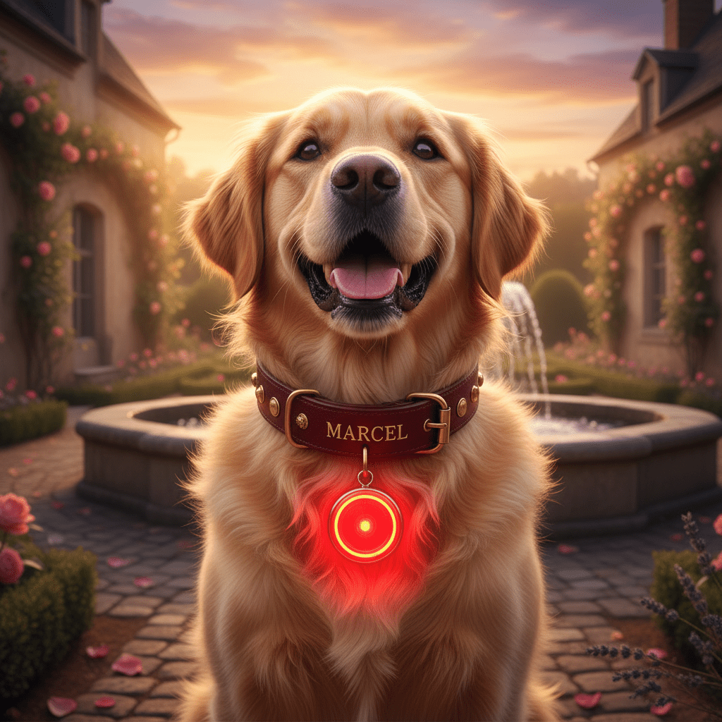 Ensemble Sécurité & Style - Pendentif Lumineux + Collier Cuir - au royaume des chiens