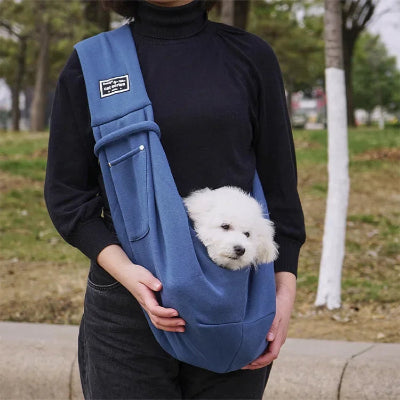 chien sac de transport - sacoche confortable style bandouliere-chien-dedans-bleu