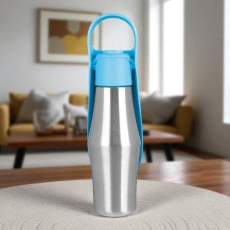 Gourde chien - acier inoxydable - plastique-bleu-demo