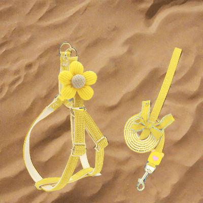 Harnais pour chien - coquet - belles-fleurs-jaune