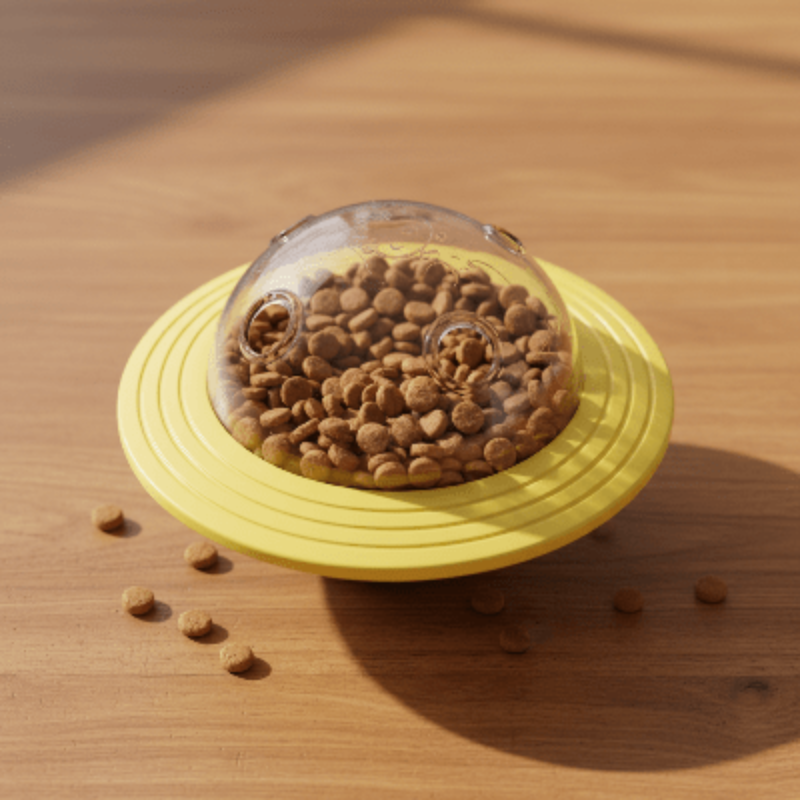 Jouet interactif pour chien - soucoupe spatiale - jaune