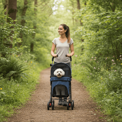 Poussettes pour chiens - légère et pliante pour voyage en plein air - au royaume des chiens