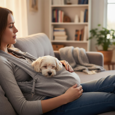 Sac de transport chien écharpe - détente maison