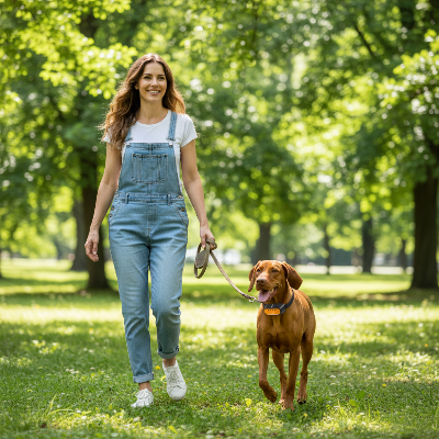 Anti-aboiement chien - spray citronnelle 2-en-1 automatique et télécommande-Femme promenade parc