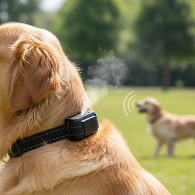 Anti-aboiement chien - spray citronnelle sans choc-Gros plan collier spray