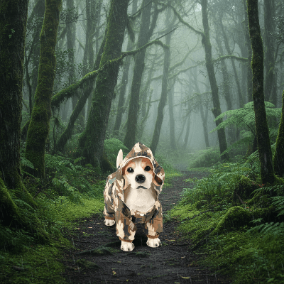 Chien manteau - avec capuche K-WAY léger - au royaume des chiens