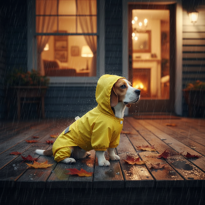 Chien manteau - avec capuche K-WAY léger-Imperméable jaune - porche automne