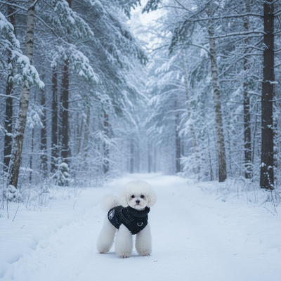 Chien manteau - avec harnais integrer chaud et coupe-vent noir - forêt