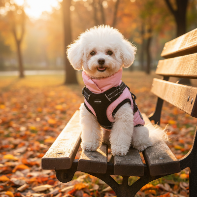 Chien manteau - avec harnais integrer chaud et coupe-vent rose - automne