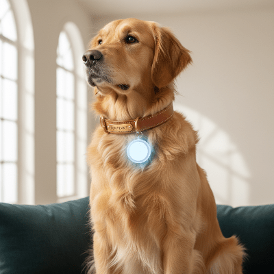 Coffret Ensemble Sécurité et Style - Pendentif Lumineux + Collier Cuir-chien-avec-collier-en-cuir-et-pendentif-lumineux