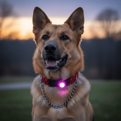 Coffret Sécurité Grande Taille - Collier Noir/Rouge + Lampe LED chien-cha-ne-noir-rouge-rose