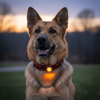 Coffret Sécurité Grande Taille - Collier Noir/Rouge + Lampe LED chien-chaine-noir-rouge-orange