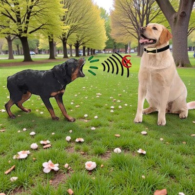 Collier anti aboiement  dressage un chien jappe aupres dun autres chien lautre ne reagis pas-au-parc