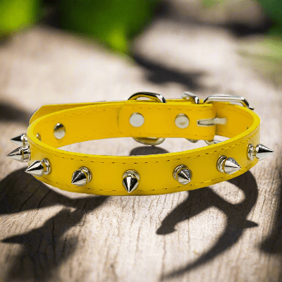 Collier-pour-chien-cuir-jaune.