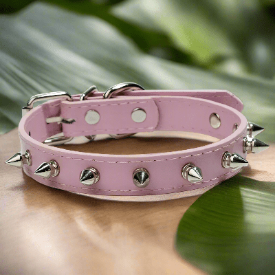 Collier-pour-chien-cuir-rose.