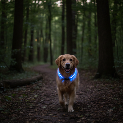 Collier chien lumineux - LED sécurité nocturne-Collier bleu - Golden forêt