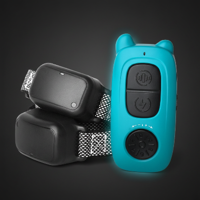 Collier de dressage pour chien - télécommande 400m  Bip, Vibration et Choc turquoise 2 colliers