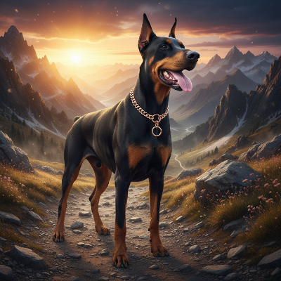 Collier pour Chien - Chaîne Acier Inoxydable-Chaîne acier bronze - Doberman montagne