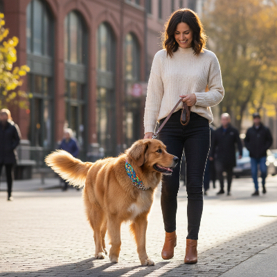 Collier pour Chien - Grande Taille-chien-promenade-avec sa-maitresse
