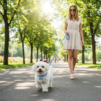 Collier pour chien - bling bling-Collier bleu - femme et chien