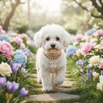 Collier pour chien - chaine-Chaîne rose gold - jardin fleuri