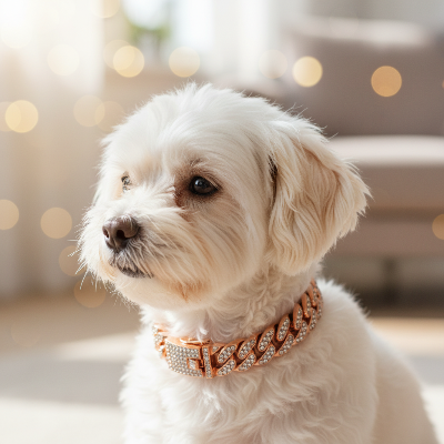 Collier pour chien - chaine-Chaîne rose gold - macro strass