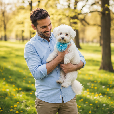 Collier pour chien - dentelles-Dentelle bleu - homme parc