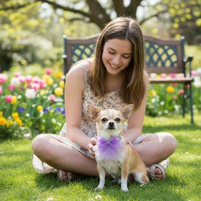 Collier pour chien - dentelles-Dentelle mauve - ado jardin