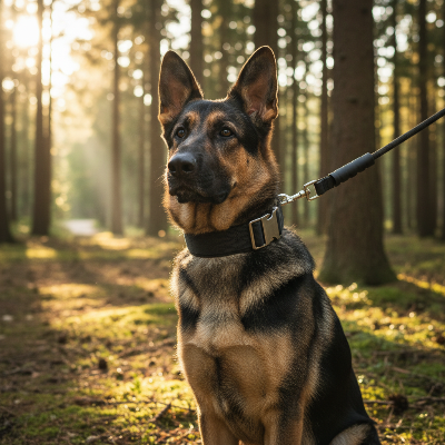 Collier pour chien - laisse noir forêt