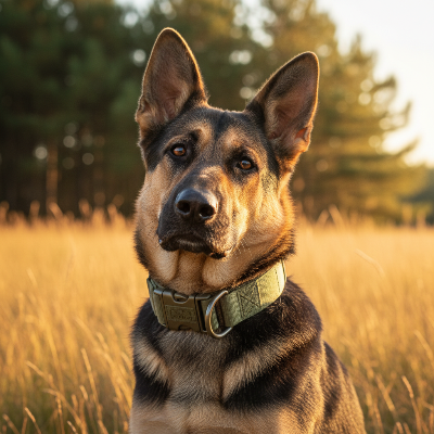Collier pour chien - laisse vert portrait