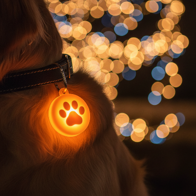 Collier pour chien - lampe ledorange close-up