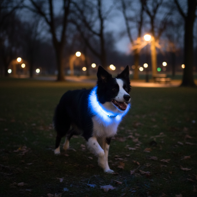 Collier pour chien -  lumineux-Lumineux bleu - Border Collie nuit