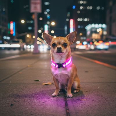 Collier pour chien -  lumineux-Lumineux rose - Chihuahua ville
