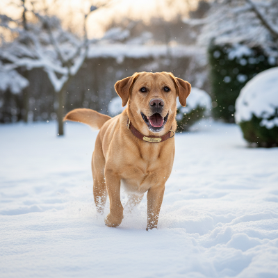 Collier pour chien - personnalisé en cuir-Labrador dans la neige