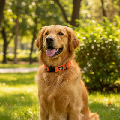 Collier pour chien - réfléchissant-Golden retriever au parc ensoleillé