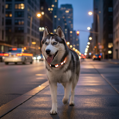 Collier pour chien - réfléchissant Husky ville