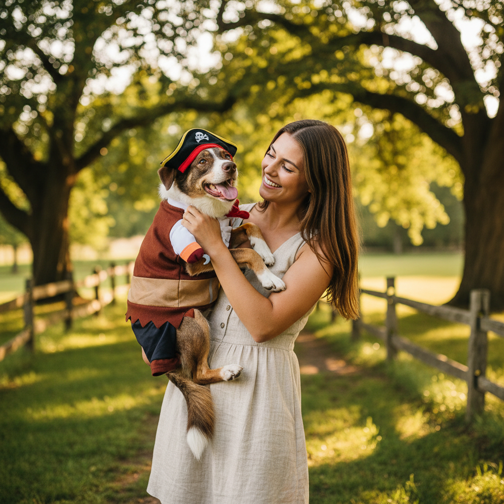 Costume chien - pirate-Chien costume pirate avec femme