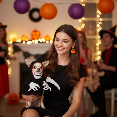 Costume pour chien - Cavalier de la mort-Chihuahua cavalier mort avec femme