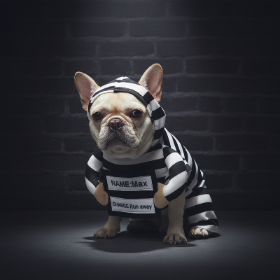 Costume pour chien - Prisonnier-Chien prisonnier fond sombre