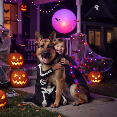 Costume pour chien - araignée pattes aux leds-Berger Allemand araignée LED