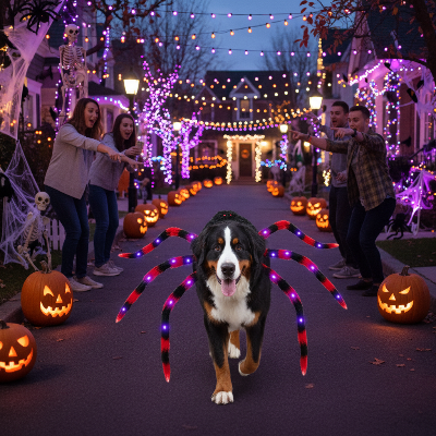 Costume pour chien - araignée pattes aux leds-Bouvier Bernois araignée LED