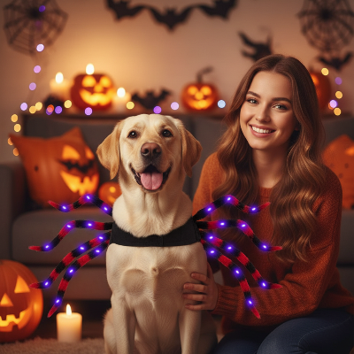 Costume pour chien - araignée pattes aux leds-Golden Retriever araignée LED
